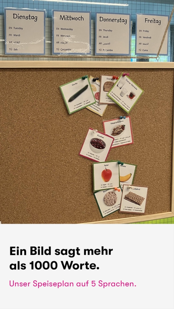 Selbstgebastelter Speiseplan aus der Kita Hamburg Bahrenfeld Villa Goldschmidtpark