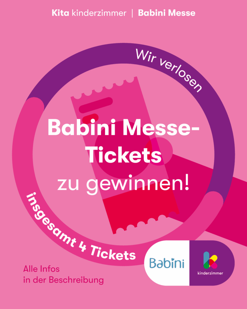 Eine Grafik mit dem Text Babini Messe Tickets zu gewinnen in der Kita kinderzimmer Hamburg